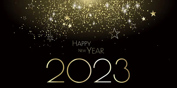 Feliz Año Nuevo 2023 Festivo Tarjeta Felicitación Oro Negro — Foto de Stock