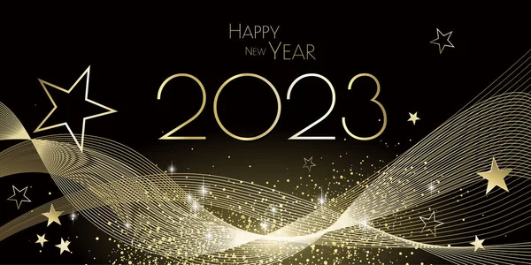 Feliz Ano Novo 2023 Festivo Preto Ouro Cartão Saudação — Fotografia de Stock