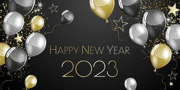 Mutlu yıllar 2023 balonları tebrik kartı.