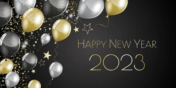 Mutlu yıllar 2023 balonları tebrik kartı.