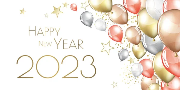 Mutlu yıllar 2023 bayram flamaları tebrik kartı.