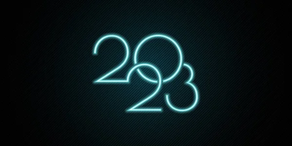 Happy New Year 2023 Neon Style Banner — Stock fotografie