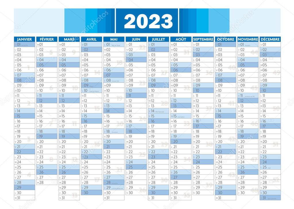 2023 french front calendar business design