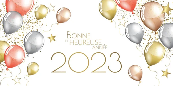 Francouzský Šťastný Nový Rok 2023 Slavnostní Balónky Přání — Stock fotografie