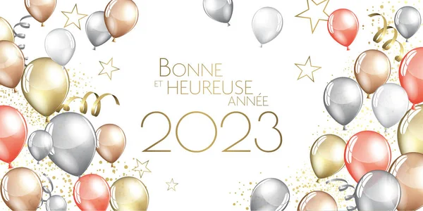 French Happy New Year 2023 Святкова Вітальна Листівка — стокове фото