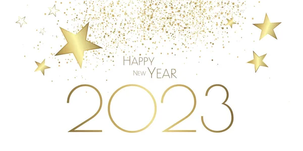 Anul Nou Fericit 2023 Felicitări Festive Albe Aurii — Fotografie, imagine de stoc