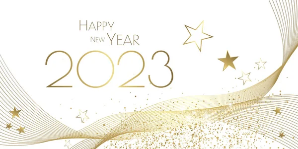 Happy New Year 2023 Festive White Gold Greeting Card — ストック写真
