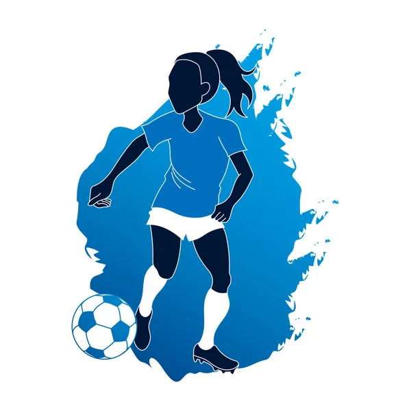 Woman Playing Football Sports Illustration — ストック写真
