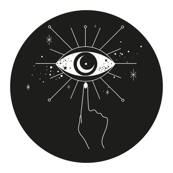 Hand stars and third eye line art illustration