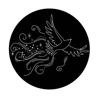 bird and stars line art illustration