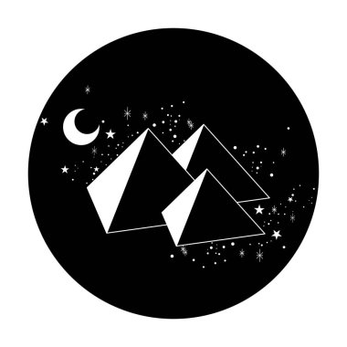 galaxy pyramids line art illustration