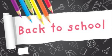 back to school slate and doodles large banner