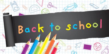 back to school slate and doodles large banner