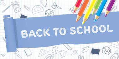 back to school slate and doodles large banner