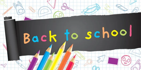 Back School Slate Doodles Large Banner — Stockfoto