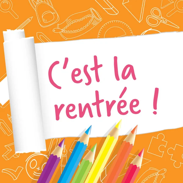 French Back School Slate Doodles Large Banner — Stockfoto