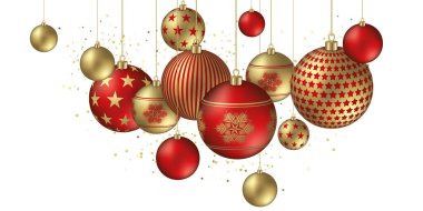 Christmas balls element with festive flakes and stars ornaments