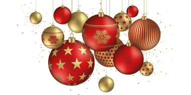 Christmas balls element with festive flakes and stars ornaments