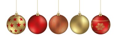 Christmas balls element with festive flakes and stars ornaments