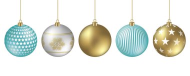 Christmas balls element with festive flakes and stars ornaments