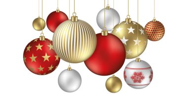 Christmas balls element with festive flakes and stars ornaments
