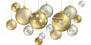 Christmas balls element with festive flakes and stars ornaments