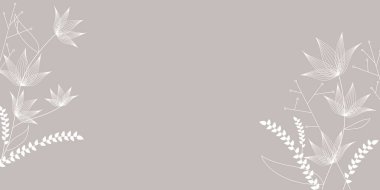 Çiçek çizimi el yazısı doğa afişi - çiçek tasarımı yapraklar ve yapraklar - sanat arka plan tarzı