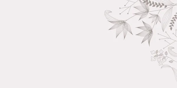 花のイラスト手描き自然バナー 花のデザイン葉と花弁 アートバックグラウンドスタイル — ストック写真
