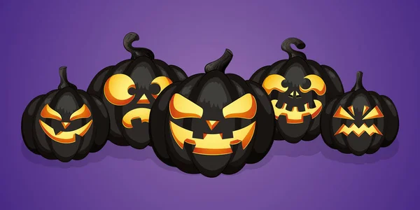 Halloween Pumpkins Bats Illustration Purple Background Happy Halloween Design Element — Fotografia de Stock