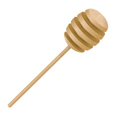 Beyaz bir arka planda izole edilmiş ahşap bal kaşığı çizimi