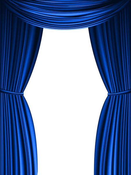 Modrá Opona Izolované Bílém Pozadí Design Element Banner Téma — Stock fotografie