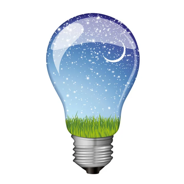 Bulb with a nature scene inside - illustration power consumption design element