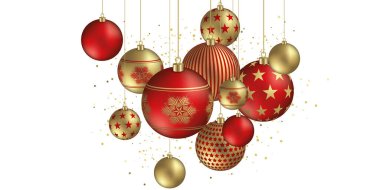 Christmas balls element with festive flakes and stars ornaments