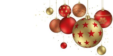 Christmas balls element with festive flakes and stars ornaments