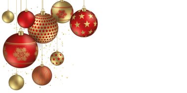 Christmas balls element with festive flakes and stars ornaments