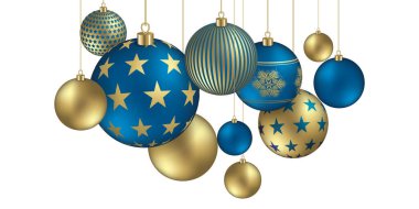 Christmas balls element with festive flakes and stars ornaments