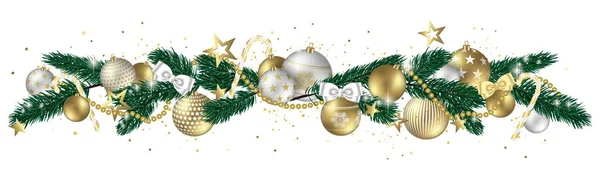 Bolas Navidad Estrellas Arcos Aislados Sobre Fondo Blanco Tema Bandera — Foto de Stock