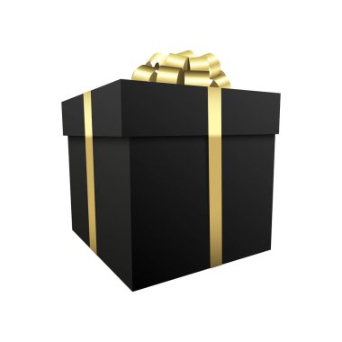Altın fiyonklu siyah hediye kutusu - Noel ve doğum günü hediye koleksiyonu tasarımı