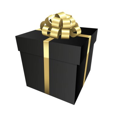 Altın fiyonklu siyah hediye kutusu - Noel ve doğum günü hediye koleksiyonu tasarımı