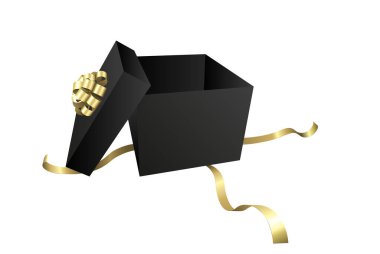 Altın fiyonklu siyah hediye kutusu - Noel ve doğum günü hediye koleksiyonu tasarımı