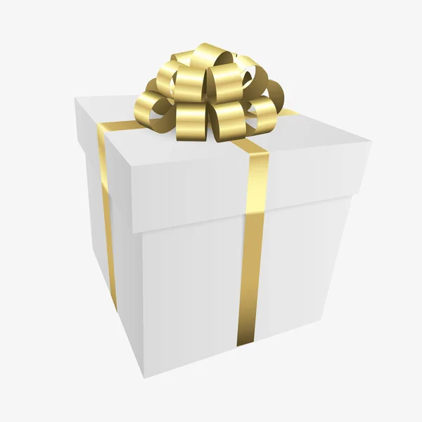 Біла Подарункова Коробка Золотим Бантом Дизайн Подарункової Колекції Різдво День — стокове фото