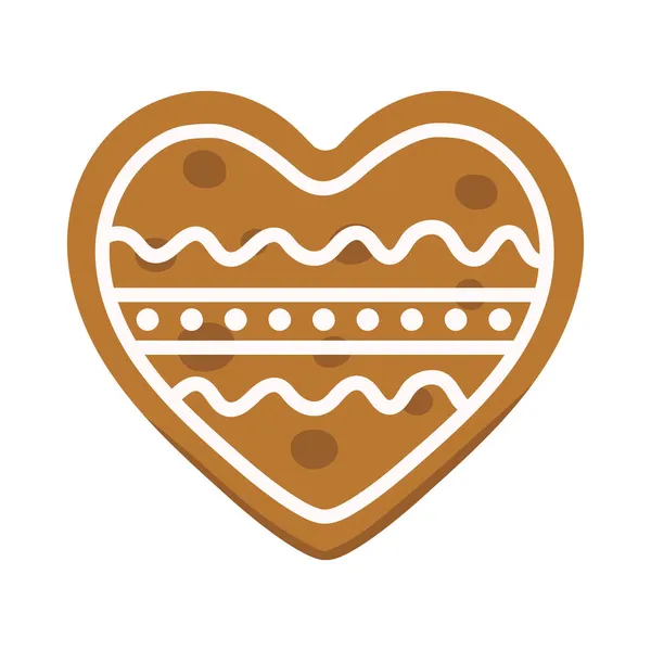 Biscoitos Com Gelo Forma Coração Pão Gengibre Natal —  Vetores de Stock