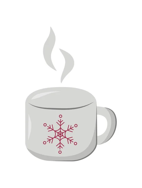 Tasse Hiver Mignon Dans Style Dessin Animé Plat — Image vectorielle