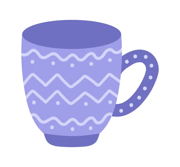 Tasse Bleue Céramique Décorée Avec Des Ornements Géométriques — Image vectorielle