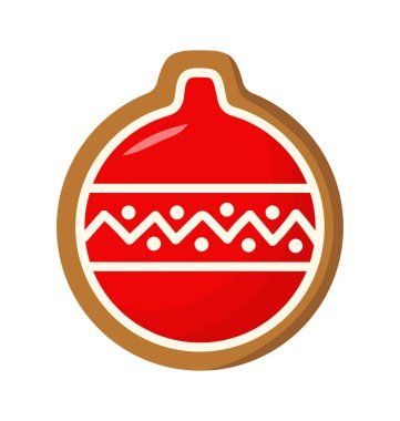 Noel topu şeklinde kırmızı kremalı kurabiyeler, zencefilli ekmek.