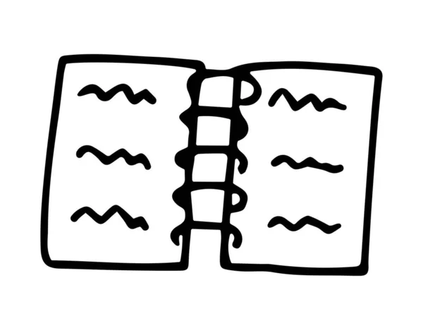 Ručně Kreslený Náčrtek Černé Siluety Otevřeného Notebooku — Stockový vektor