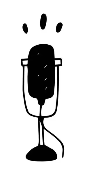 Handgezeichnetes Doodle Skizziert Schwarze Silhouette Eines Mikrofons — Stockvektor