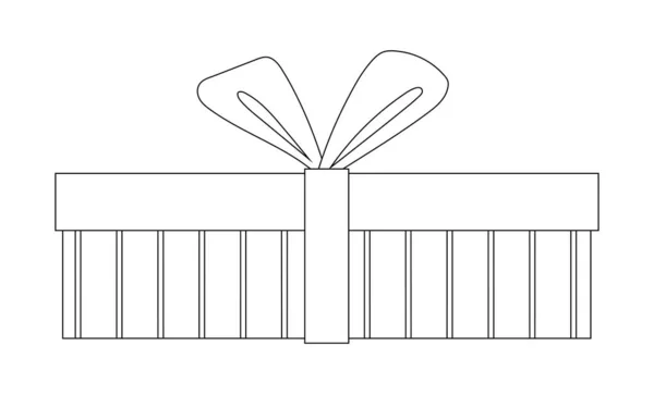 Black Contour Gift Box Ribbon Bow — Stock Vector