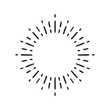 Patlayıcı karalama güneşin siyah ışınları, logo, amblem, etiket, pul, pankart, el yapımı eşyalar için izole edilmiş havai fişekler.