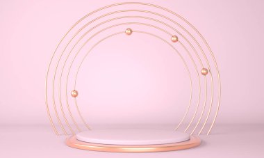 Pastel arka plandaki ürün podyumu 3D. Soyut asgari geometri kavramı. Stüdyo platformu teması. Sergi ve iş tanıtım aşaması. 3d oluşturma.